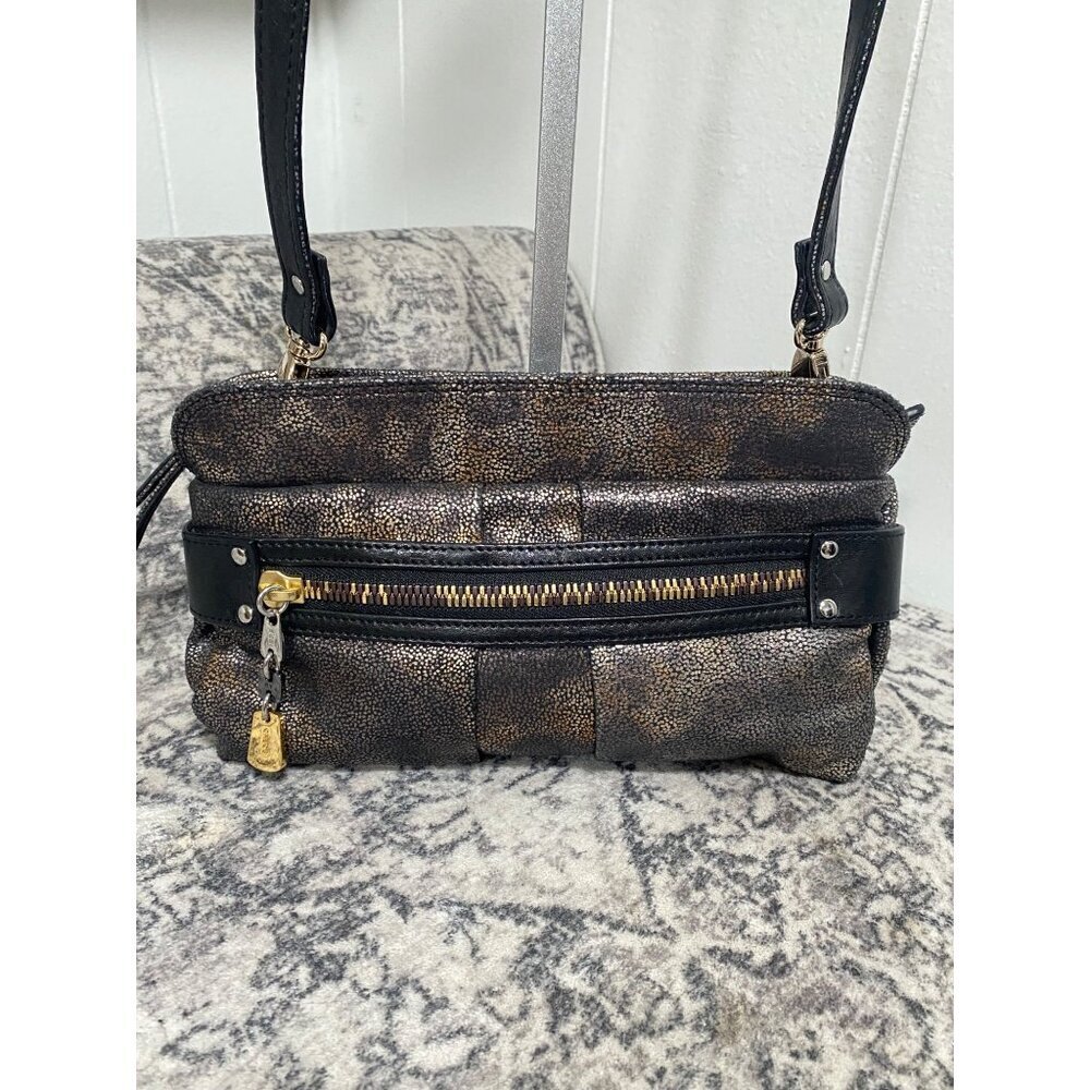 See By Chloé Black Iridescent Metallic Leather Crossbody Bag